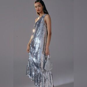 Anthropologie x Maeve One-Shoulder Sequin Occasion Dress - size XXS NWT COPY